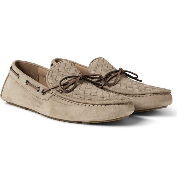 EUC Men’s Size 8 Bottega Veneta Suede Intrecciato Loafers/Driver Shoes In Beige - Picture 13 of 13
